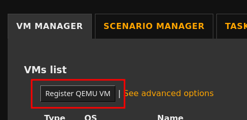 Register QEMU VM