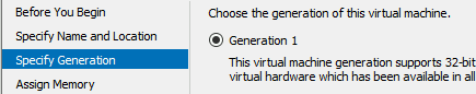 Hyper-V generation 1